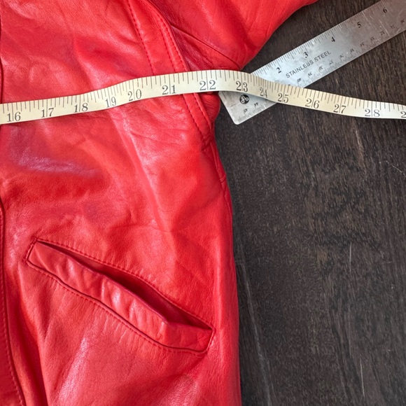 Vintage 80s Red Leather Jacket - Accente - Size 4** - Picture 13 of 16